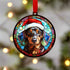 Dachshund Dapple in Santa Hat Suncatcher Decoration